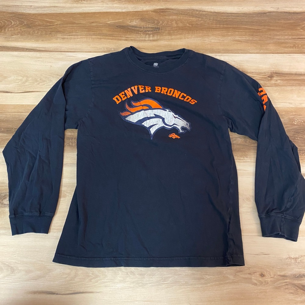 Denver‎ Broncos NFL Team Long Sleeve T Shirt Boys XXL Youth Cotton Blue Orange